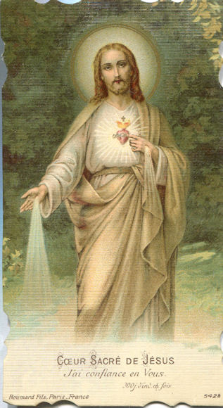 Sacred Heart holy card from Freance