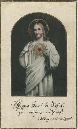 Old French Holy Card: Sacred Heart of Jesus, I trust in Thee